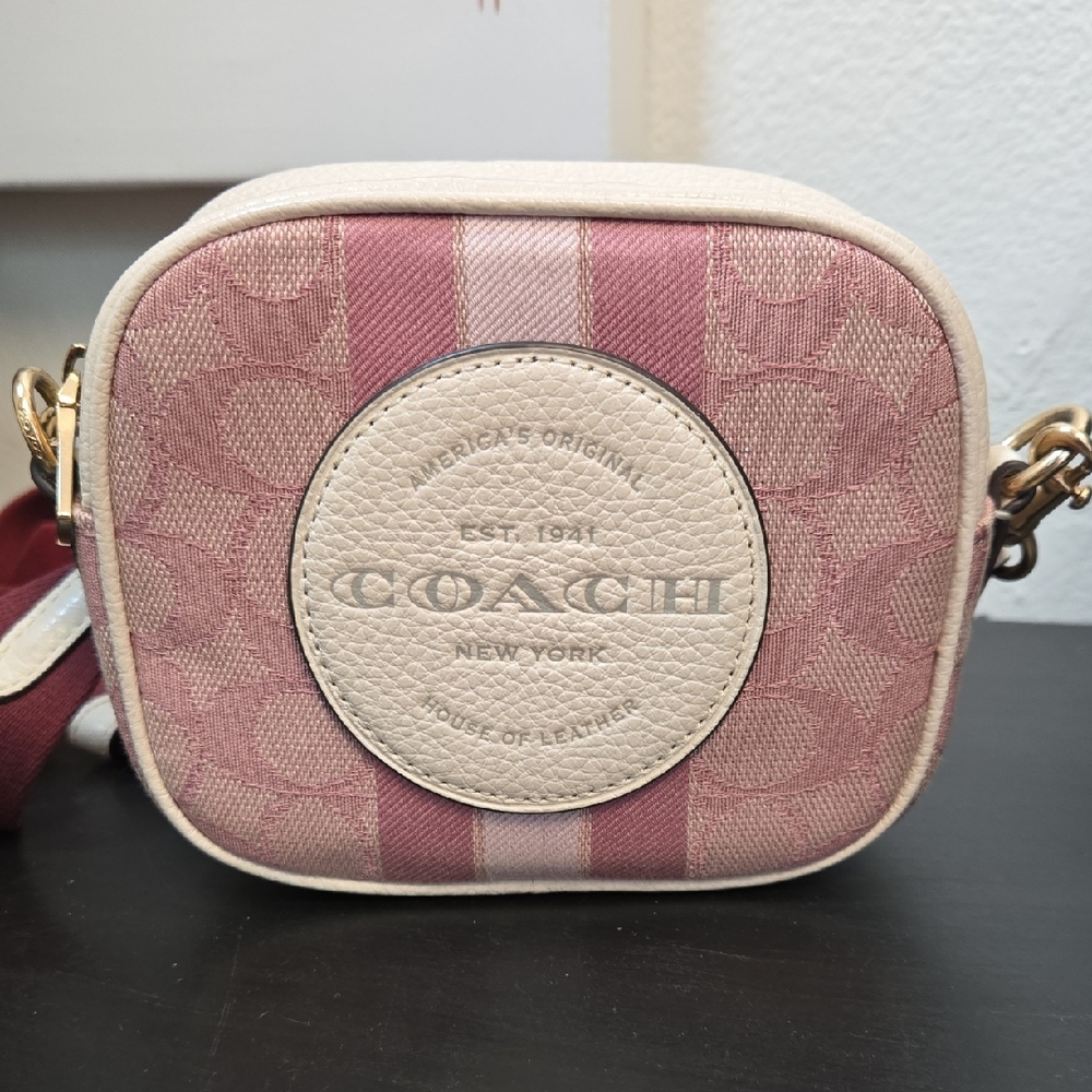 Coach Pink and Cream Signature Crossbody Bag